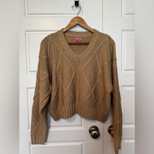Mi Ami Women's V-Neck Sweater in Tan